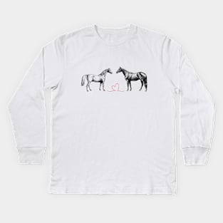 TWO HORSES Kids Long Sleeve T-Shirt